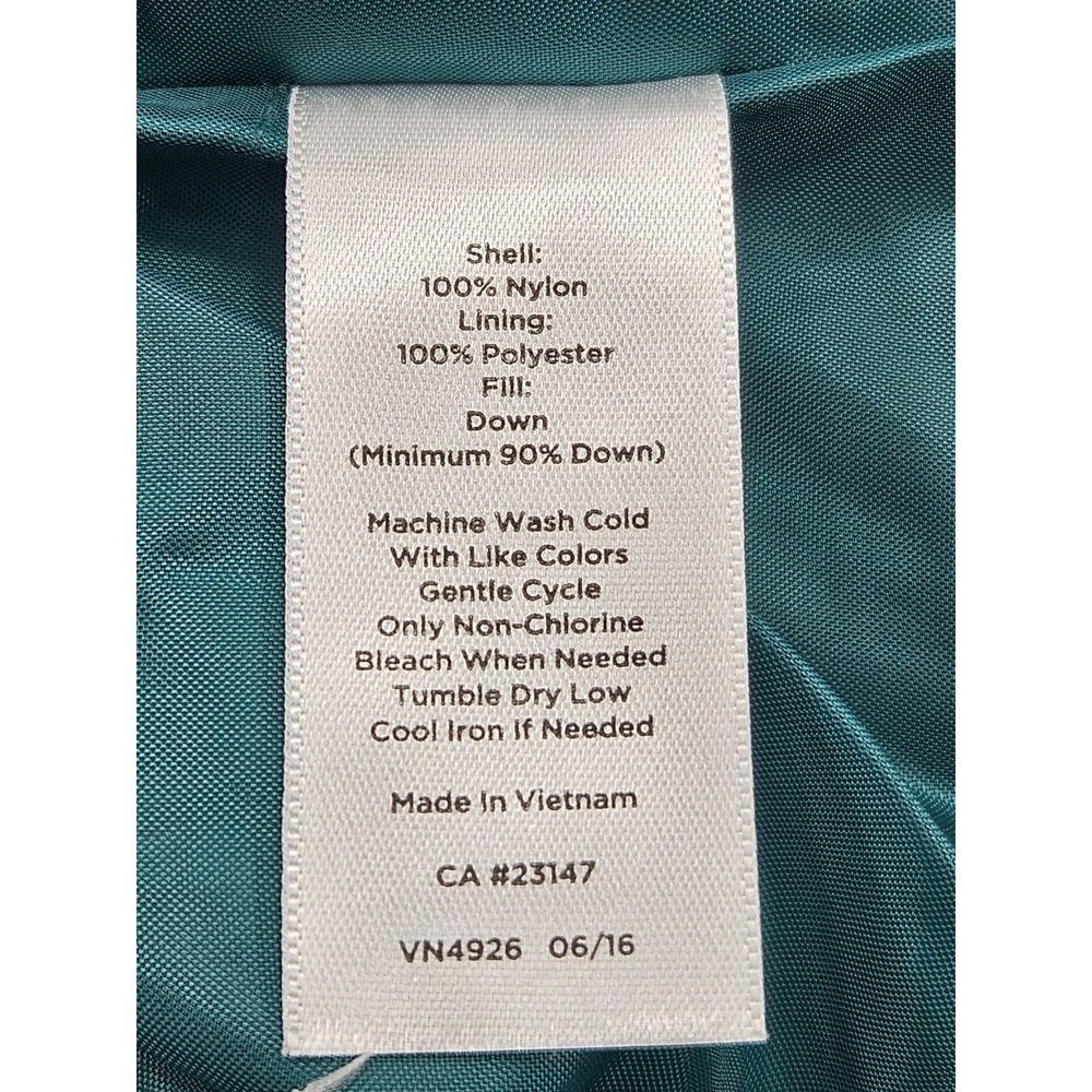 Talbots Down Quilted Puffer Vest Zipper Pockets Front Full Zip Teal Women Small - Picture 9 of 9